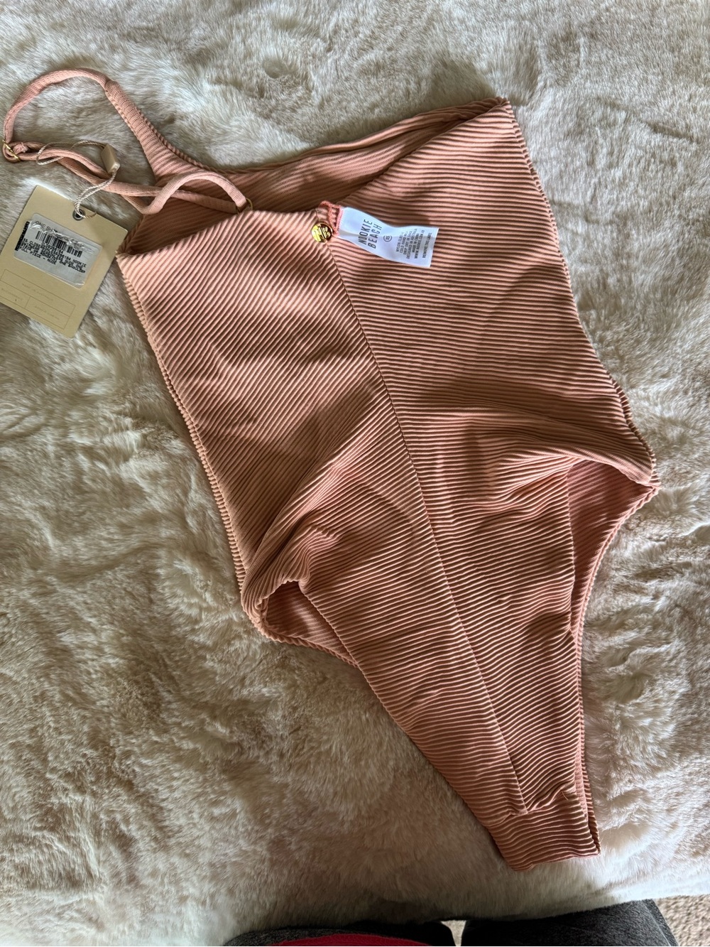 Nookie Peach Ribbed One-Shoulder Top - Picture 3 of 6